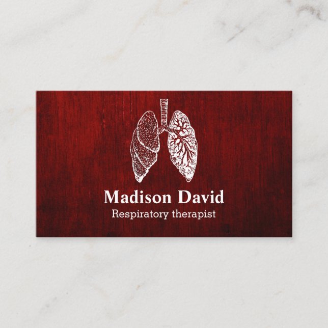 Respiratory therapist pulmonologist Red Business Card (Front)