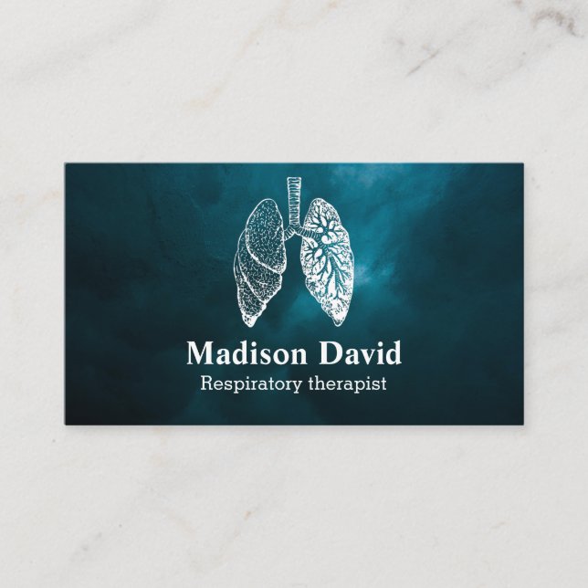 Respiratory therapist pulmonologist Turquoise  Business Card (Front)