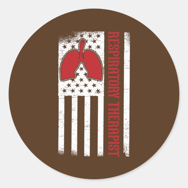 Respiratory Therapist Respiratory Flag Lungs Classic Round Sticker (Front)