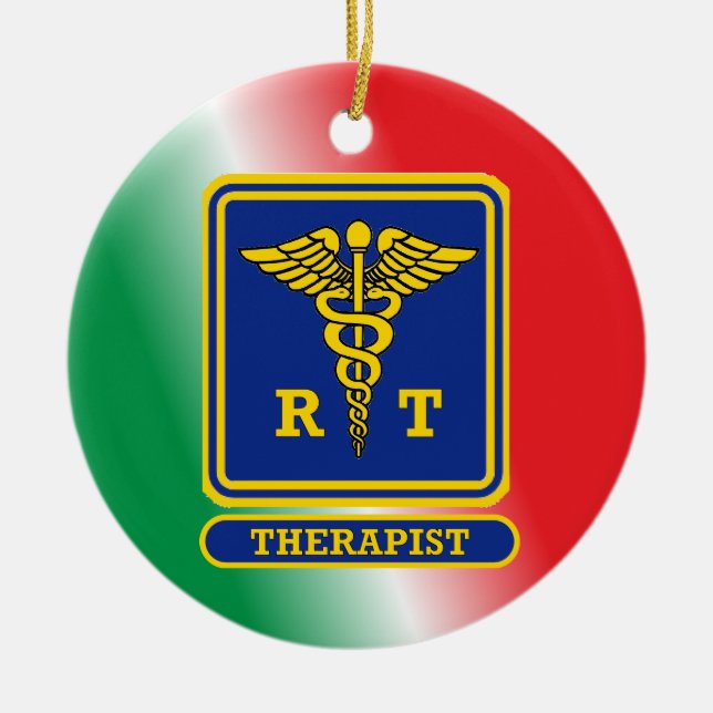 Respiratory Therapist Shield Custom Ceramic Tree Decoration (Front)