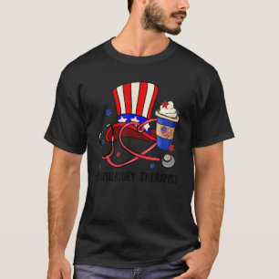 Respiratory Therapist Usa Cup Uncle Sam Hat Stetho T-Shirt