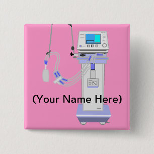 Respiratory Therapist Ventilator Design 15 Cm Square Badge