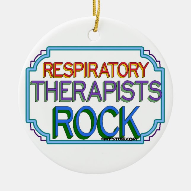 Respiratory Therapists Rock Ceramic Tree Decoration (Front)