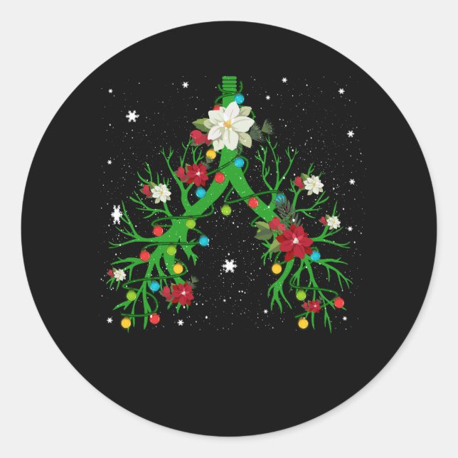 Respiratory Therapy Lung Christmas Light Therapist Classic Round Sticker (Front)