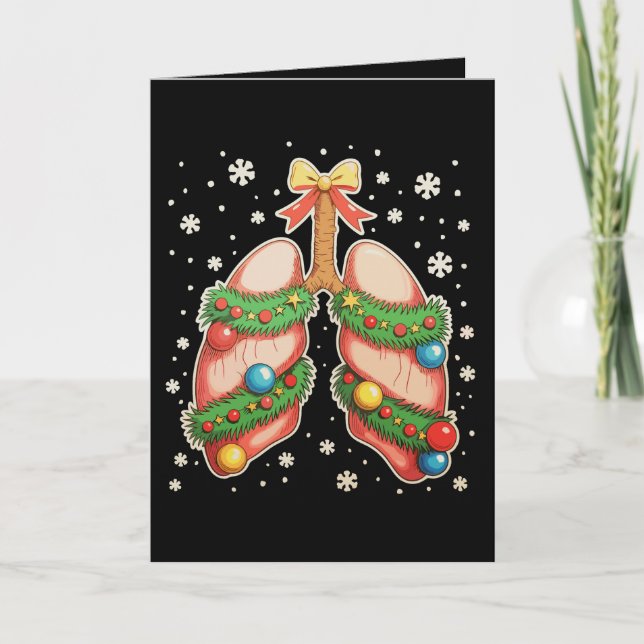 Respiratory Therapy Lung Christmas Tree Therapist Card (Front)
