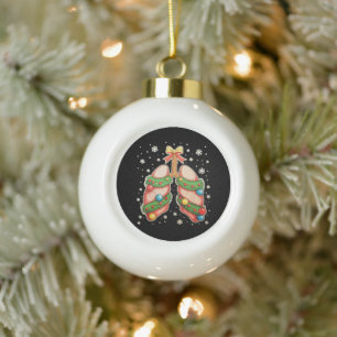 Respiratory Therapy Lung Christmas Tree Therapist Ceramic Ball Christmas Ornament