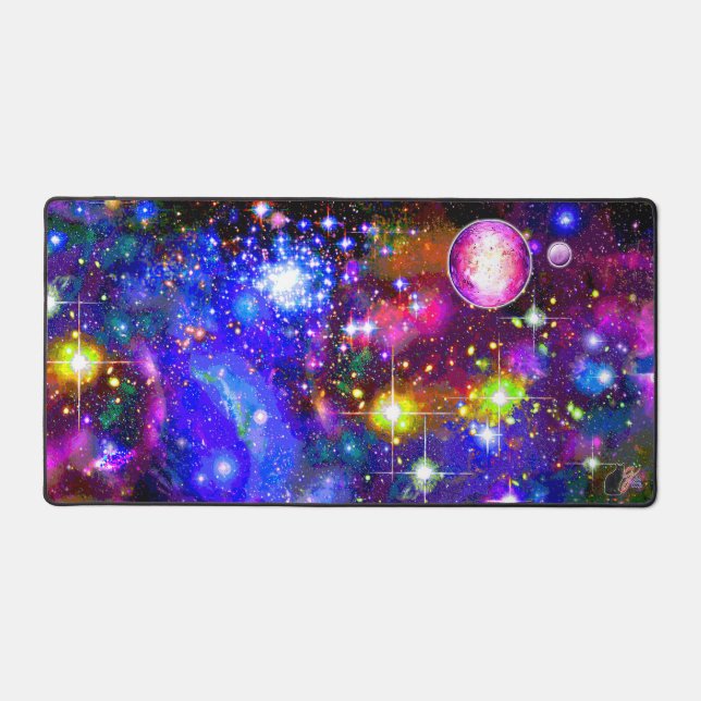 Resplendent Crowded Cosmos Desk Mat (Front)