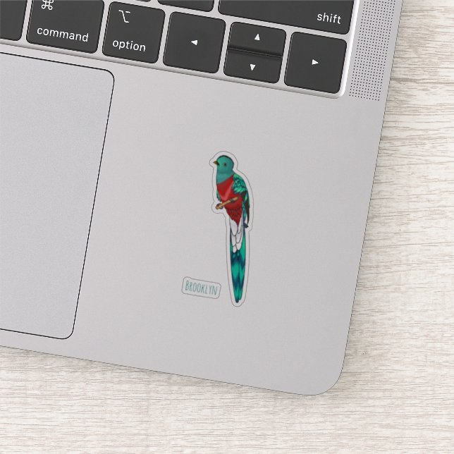 Resplendent quetzal bird cartoon illustration  (Detail)
