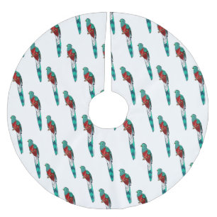 Resplendent quetzal bird cartoon illustration brushed polyester tree skirt