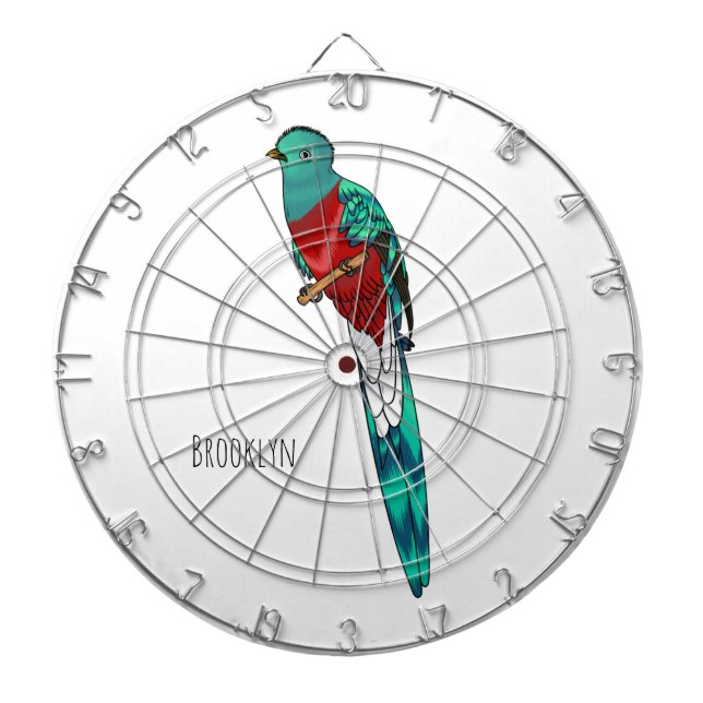 Resplendent quetzal bird cartoon illustration dartboard (Front)