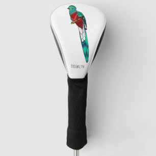 Resplendent quetzal bird cartoon illustration golf head cover