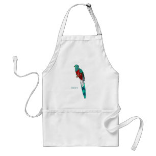 Resplendent quetzal bird cartoon illustration  standard apron