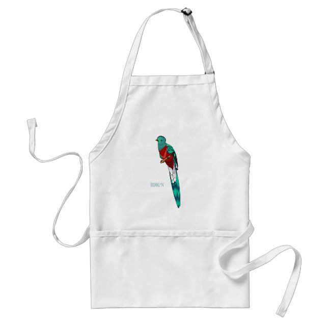 Resplendent quetzal bird cartoon illustration  standard apron (Front)