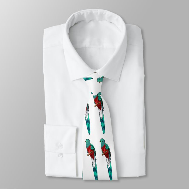 Resplendent quetzal bird cartoon illustration  tie (Tied)