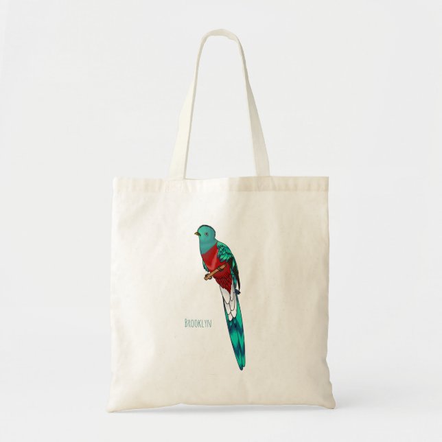 Resplendent quetzal bird cartoon illustration  tote bag (Front)