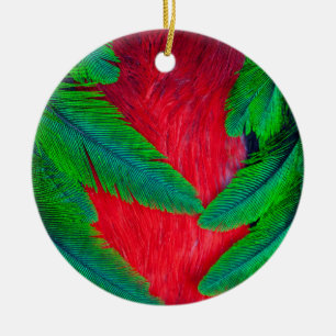 Resplendent Quetzal feather design Ceramic Tree Decoration