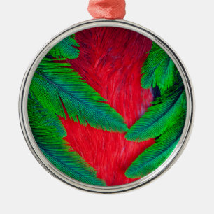 Resplendent Quetzal feather design Metal Tree Decoration