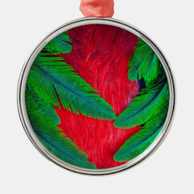 Resplendent Quetzal feather design Metal Tree Decoration (Front)
