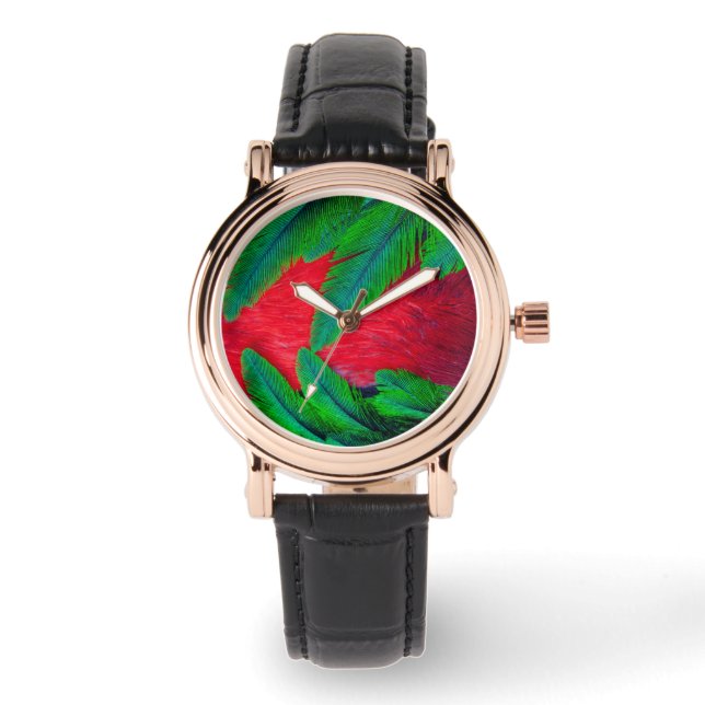 Resplendent Quetzal feather design Watch (Front)