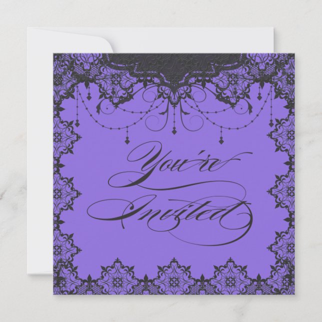 Resplendent Romance Lace Purple Invitation (Front)