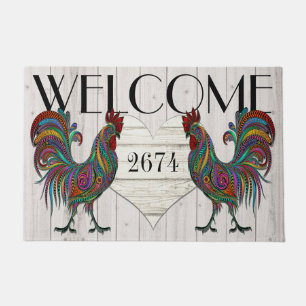 Resplendent Rooster Roost Welcome Door Mat