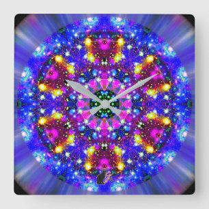 Resplendent Stellar Kaleid Square Wall Clock