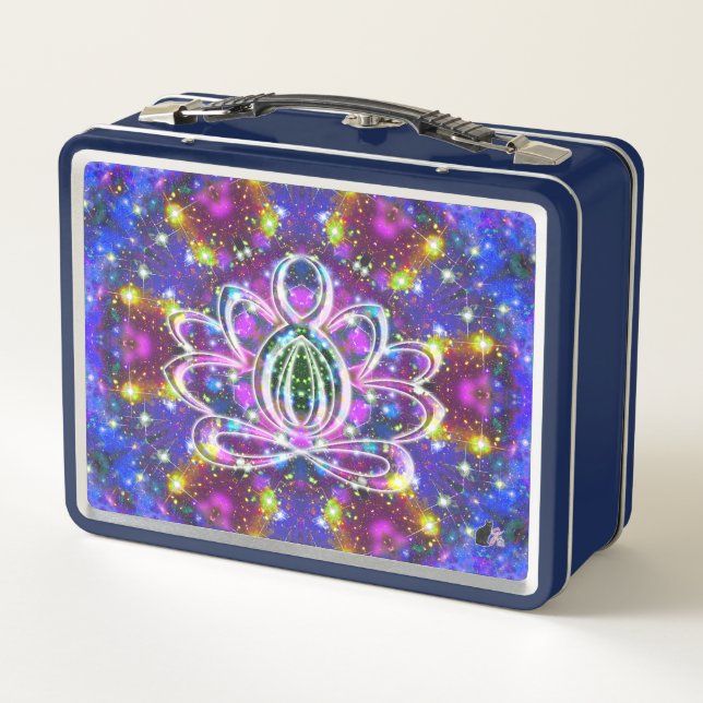 Resplendent Zen Lotus Metal Lunch Box (Back)