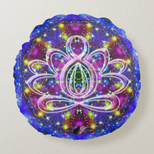Resplendent Zen Lotus Round Pillow