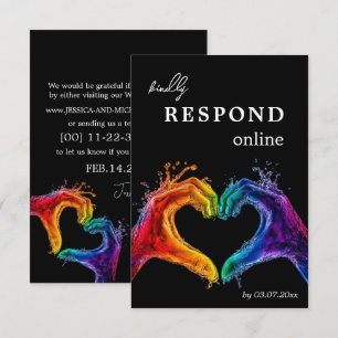 🌈❤️Respond ONLINE Heart of Pride wedding RSVP Card