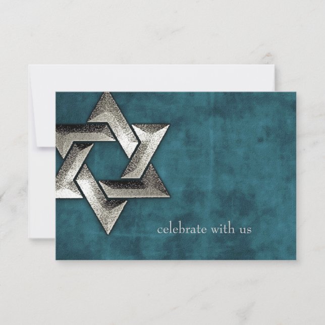 Response Card  Bar Mitzvah Teal  Grunge (Front)