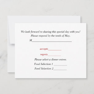 Response Card For Wedding Invitations