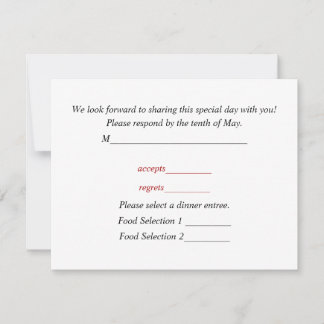 Response Card For Wedding Invitations