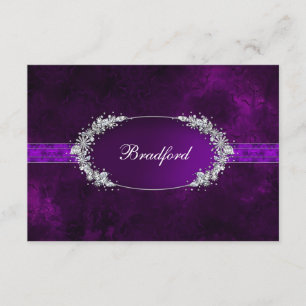 RESPONSE CARD - PURPLE - OVAL INSET - FAUX JEWELS