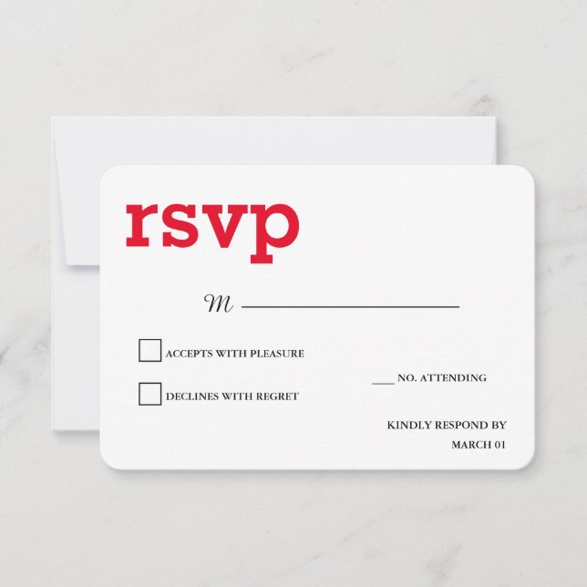 Response Reply Modern Plain Minimalist Red White (Front)