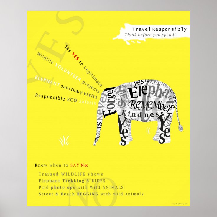 Responsible Tourism Elephant Conservation Poster | Zazzle Responsible Tourism Elephant Conservation Poster | Zazzle