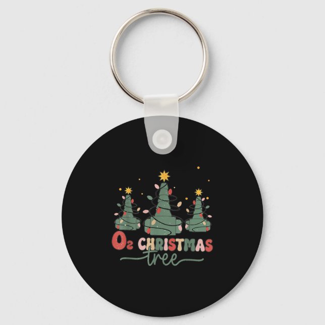 Resratory Therast Christmas Retro Oh Christmas Tre Key Ring (Front)
