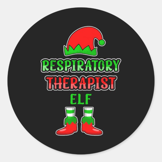 Resratory Therast Elf Resratory Therapy Christmas  Classic Round Sticker (Front)