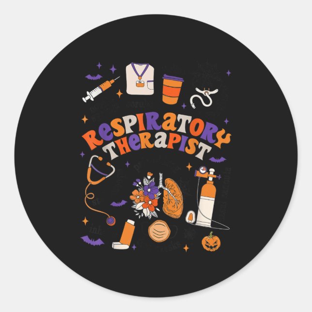 Resratory Therast Shirt Halloween Resratory Theras Classic Round Sticker (Front)