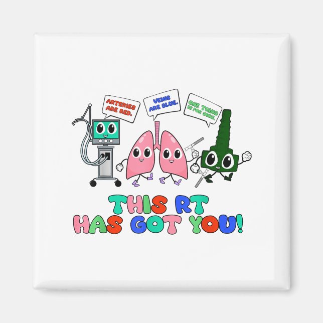 Resratory Therast Valentine’s Day Design Lung Squa Magnet (Front)