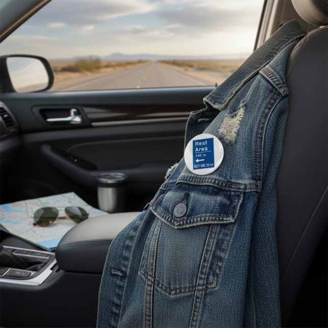 Rest Area 400m Left Road Sign 7.5 Cm Round Badge (Creator Uploaded)