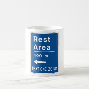 Rest Area 400m Left Road Sign Coffee Mug
