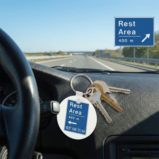 Rest Area 400m Left Road Sign Key Ring (Creator Uploaded)