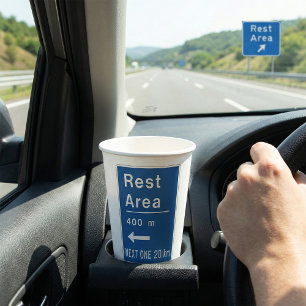 Rest Area 400m Left Road Sign Paper Cups