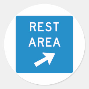 Rest Area Highway Sign Classic Round Sticker