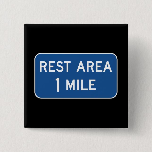 Rest Area Road Sign 15 Cm Square Badge (Front)