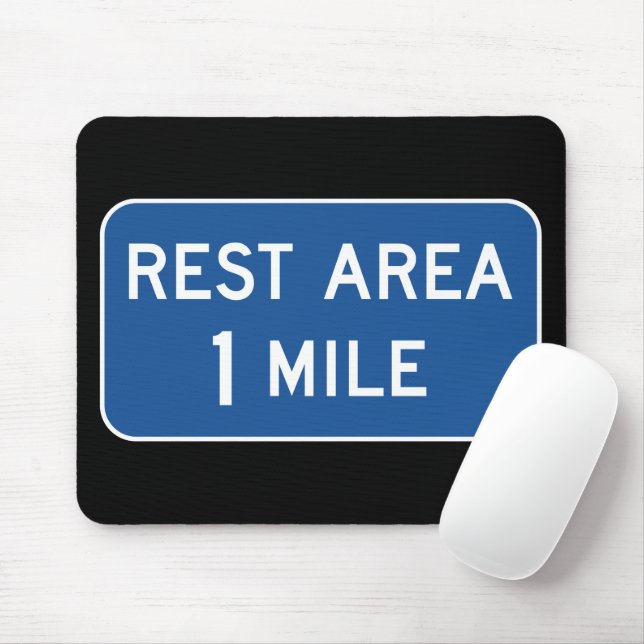 Rest Area Road Sign Mouse Mat (With Mouse)