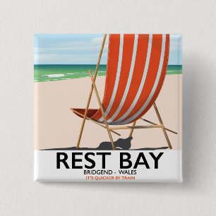 Rest Bay Bridge End Wales 15 Cm Square Badge