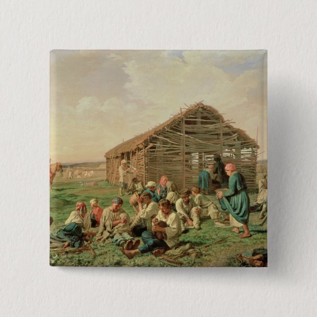 Rest during Haying, 1861 15 Cm Square Badge (Front)