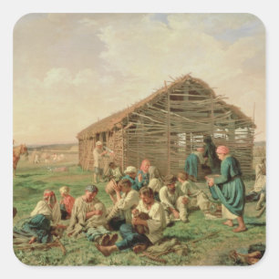 Rest during Haying, 1861 Square Sticker