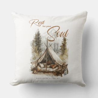 Rest For Your Soul Christian Boho Decor Pillow